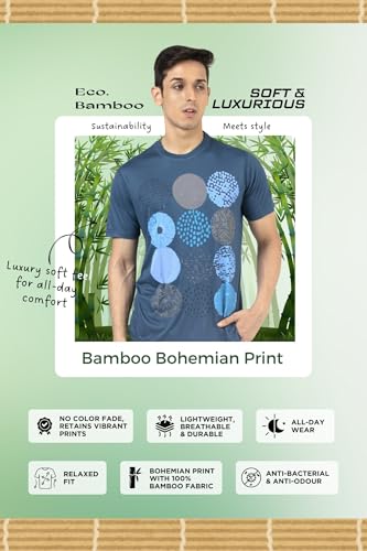 Image of 3rd Planet Men's Round Neck Half Sleeve 100% Bamboo Athleisure Regular Fit T-Shirt