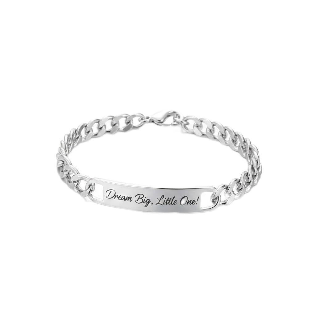 Mr.Gadget's Solutions Personalized Stainless Steel Baby ID Bracelet - Adjustable Nameplate Link Chain for Newborns, Infants & Toddlers - Ideal for Christening & Birthdays - Unisex for Boys & Girls.