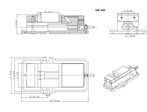 HHIP 3900-2205 Ultra Series Angle Tight, Positive Lock Milling Vise with Swivel Base, 5