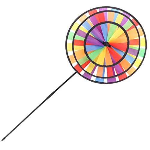 HANABASS Large Layer Rainbow Windmill Boys and Girls Outdoor Play Toy Wind Spinner Garden Pinwheels Wind Spinners