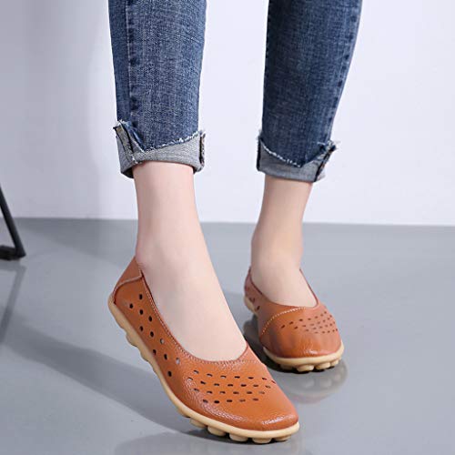 Fainosmny Sandals Shoes for Women\'s Breathable Casual Hole Shoes Large Size Peas Shoes Daily Flat Shoes Orange - Thumbnail 2