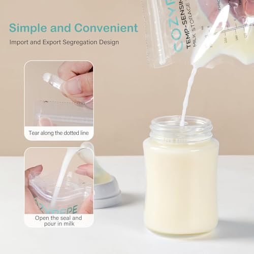 Miniatura 4 de Bolsas De Almacenamiento Para Leche Materna De 50 Piezas, Bolsas Para Congelar Leche Materna De 8oz Con Boquilla Para Verter, Bolsa De Leche Materna Con Cambio De Color Por Sensibilidad A La Temperat