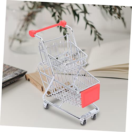 Alipis 3Pcs Cesta De Simulação De Escritório Duplo E Ornamento Para Casa + Carrinho De Brinquedo De