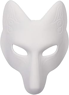 NewL Halloween Fox Mask DIY Unpainted Mask White Blank Face Mask 2023 Halloween Masquerade Fox Mask Cosplay Blank Mask