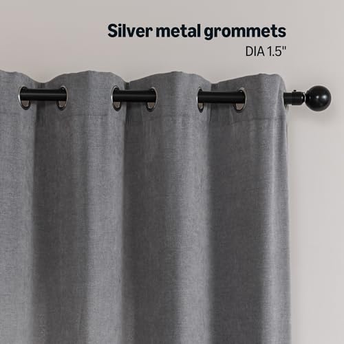 Image of Amazon Basics Chenille Room Darkening Curtains, Light Filtering Window Drapes for Bedroom and Living Room, 2-Panel Set with Grommets, 42 inch W x 84 inch L, Grey Diamond