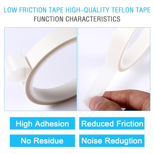 Image of 2 Rolls Drawer Slide Tape Low Friction Tape Abrasion Resistant Glide Tape Self Adhesive Tapes Drag Noise Squeak Reduction Silky Surface Protection Tapes for Wooden Drawer Furniture Curtain Cabinet