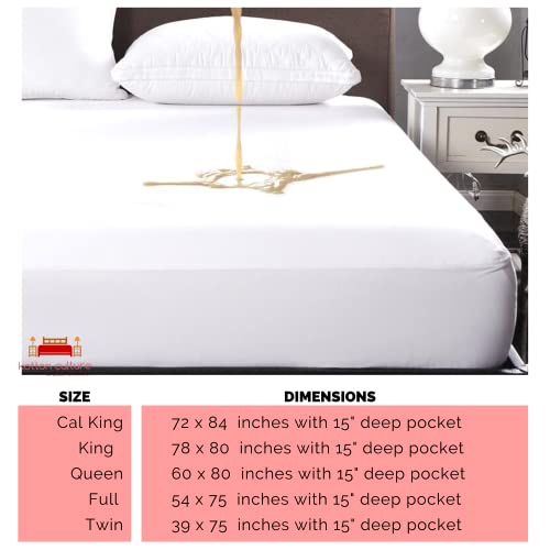 Kotton Culture 400 Thread Count Cotton Waterproof Mattress Protector With 15” Deep Pocket Elastic, Fitted Mattress Cover (White, Cal King 72 X 84 Inch) #TOP2