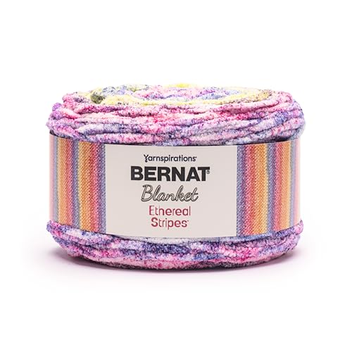 Image of Bernat Blanket Ethereal Stripes Aurora Yarn - 2 Pack of 300g /10.5oz - 100% Polyester - #6 Super Bulky - 220 Yards - Knitting /Crochet