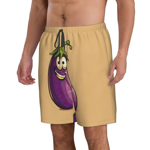 WURTON Cartoon Eggplant Print Mens Swim Trunks Compression Liner Swimming Trunks Bathing Suit Quick Dry Shorts2
