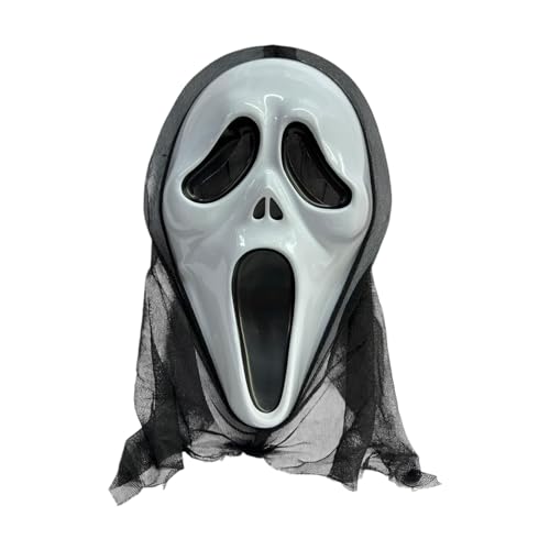 PARTY TIME - 1 Piece White Screaming Ghost Mask Halloween Cosplay Mask Horror Props for Halloween Festival Party Favors Decoration