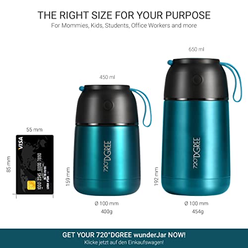 Foto von 720°DGREE Thermobehälter Essen 730ml “wunderJar” - Auslaufsicher, BPA-Frei - Edelstahl Isolierbehälter, Thermo Lunchbox - Unterwegs Babybrei, Warme, Kalte Speisen, Suppe - Müsli to Go - Grün