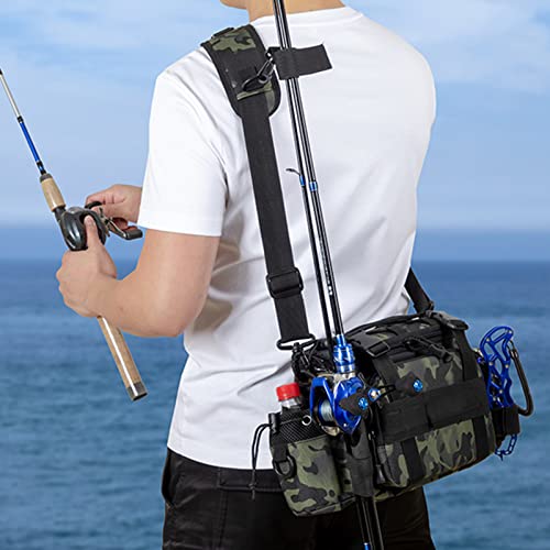 Twinfalcons Waist Fishing Bag Fishing Tackle Bag Water Resistant Fanny Pack Removeable Shoulder Strap A Reasonable Size Layout For Outdoor Brackish Freshwater Fly Fishing （Mcblacks） #TOP6