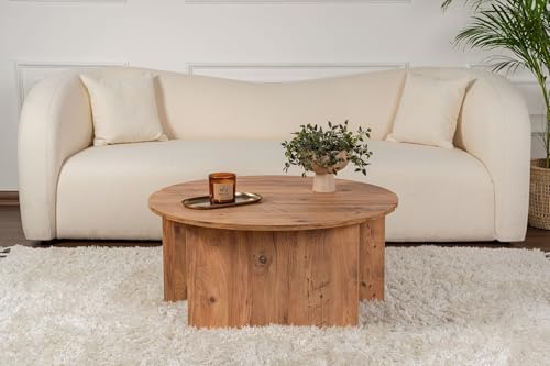 Table à café résistante aux rayures diamètre 90 cm en mélamine - 7