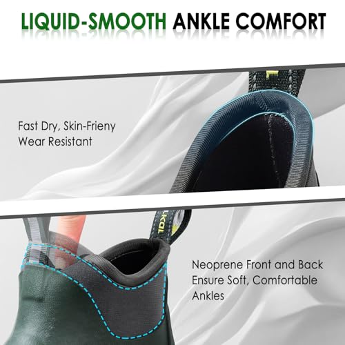 Kalkal Men's Deck Boots, Waterproof Fishing Rain Boots with High Traction, Men's Rubber Boots For Gardening Fishing Boating Camping Sailing3