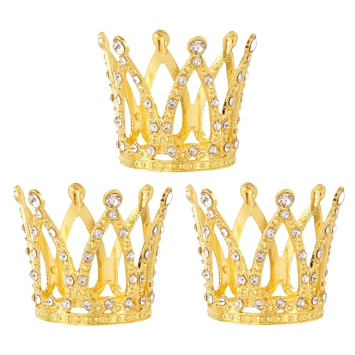 Decoración para tartas de corona, 3 piezas pequeñas de diamantes de imitación, decoración de pastel de corona dorada y plateada para fiesta de cumpleaños, boda, pastel, princesa, suministros