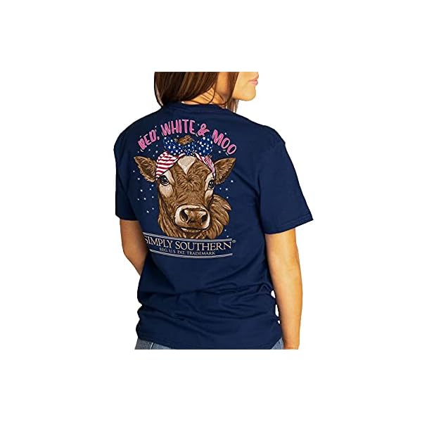 Simply-Southern-Womens-Red-White-Moo-Short-Sleeve-T-Shirt Simply Southern Women's Moo T-Shirt Navy