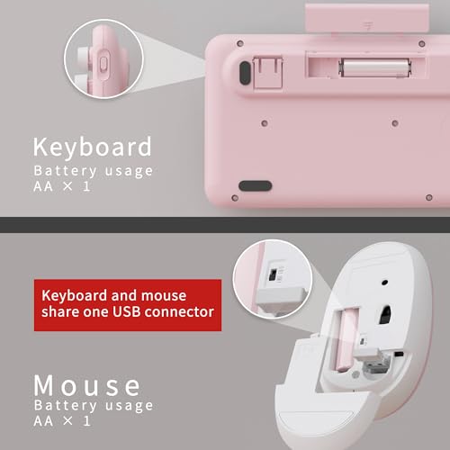Image of UBOTIE Colorful Wireless Keyboard and Mouse Combo (Pink-White)