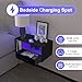 Homaterial Floating Nightstand with Charging Station and LED Lights, Floating Bedside Table with Drawers Wall Mounted Nightstands,for Bedroom Room, 21.3