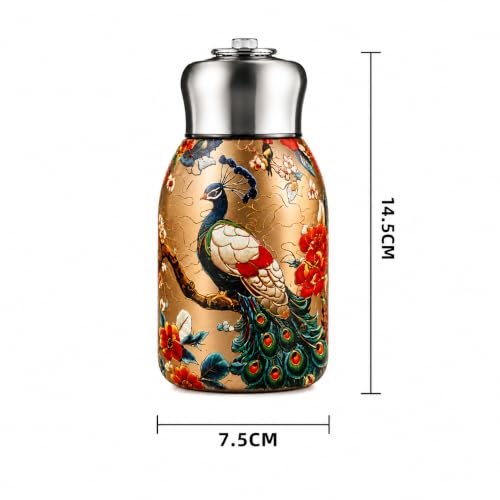 Image of 316 Stainless Steel Water Bottle, Hot & Cold water bottle, Peacock Design | 300ml