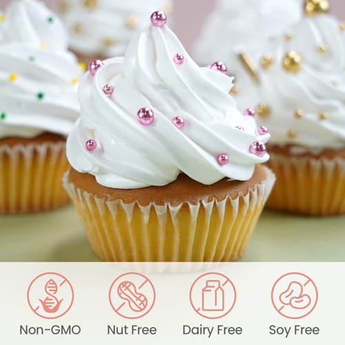 Valentines Sprinkles, Rose Gold Pearl Sugar Sprinkles for Cake Decorating, 150g/5.29oz Mix Size, Candy Pearl Sprinkles for Cake Decorations, Cupcake, Cookie, Foodgrade Topper, Wedding Party Supplies