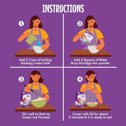 BE'BE' BURP Barley Cereals with Banana & Strawberry| No Sugar No Salt | No Artificial Preservatives & Flavours | Instant Cereal |Real Fruits & Vegetables | 200gm