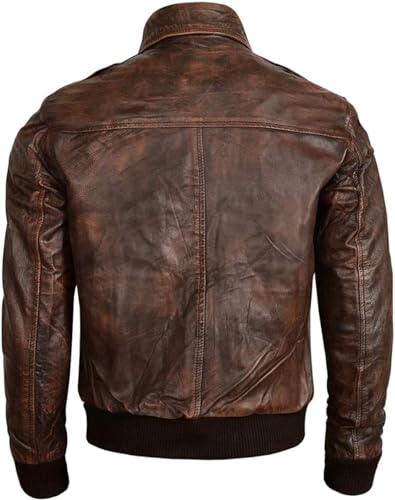Hide & Seek Men’s A2 Aviator Air Force Cockpit Vintage Bomber Military Flight Pilot WWII Distressed Real Leather Jacket4