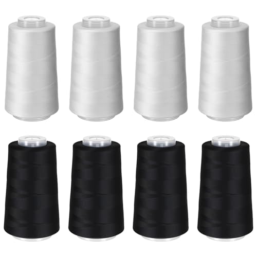 Hilo de costura negro y blanco 8 pcs, 3000 yd cada uno miniatura 1