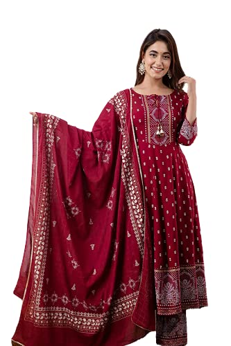 Image of Women's Rayon Straight Kurta Pant with Dupatta Set (Black)