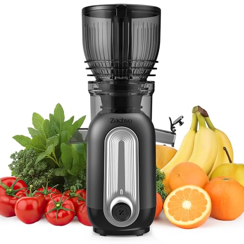 Image of Zachvo Cold Press Juicer Machines, 5.8" Large Feed Chute Slow Masticating Juice Maker for Whole Vegetable and Fruit, Easy to Clean, 300W High Juice Yield - MP-802M (Black)