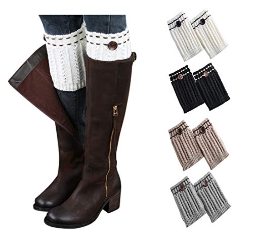 Bestjybt Womens Short Boots Socks Crochet Knitted Boot Cuffs Leg Warmers Socks (Multicolor B)
