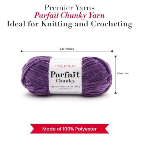 Image of Premier Yarns Parfait Chunky Chenille Yarn 3.5 Oz 6 Super Bulky Weight 3 Pack Bundle with Bella's Stitch Place Holders (Iris)
