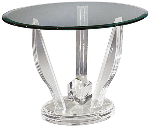 SHAHROOZ Oval End Table Base, Clear Transparent