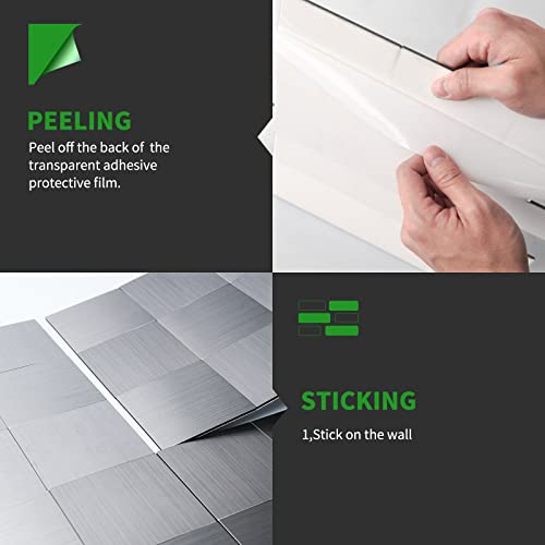 Lk 10Pcs Premium Self-Adhesive Metal Tiles - Peel And Stick Backsplash Tiles For Kitchen, 12"X12", Silver #TOP5