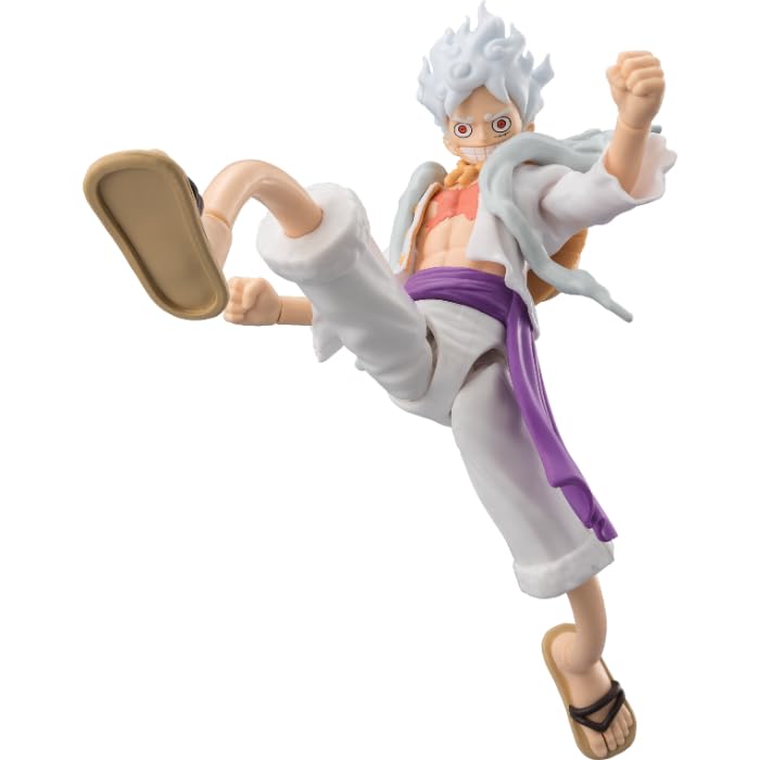 BANDAI – Anime Heroes – Figura Anime Heroes – Figura de Anime Heroes 17 cm – Monkey D. Luffy Gear 5 – Licencia Oficial de One Piece – Figura articulada Luffy Version Gear 5 – Juguete Infantil de 4