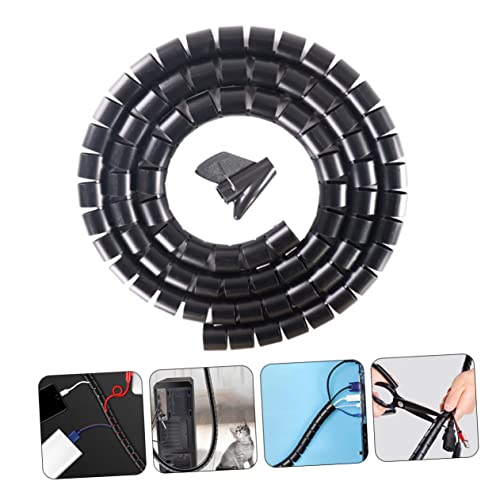 Funda en espiral para cables HOMSFOU organizadora, negra, duradera y resistente para hogar y oficina miniatura 4