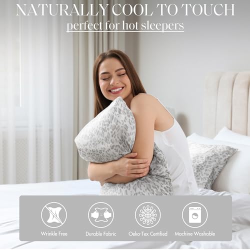 Image of Madison Park Essentials Satin Sheets Twin Size Bed Set, 3 Pcs, Gray Leopard | Luxury and Smooth Silky Bedding with Natural Sheen, All Around Elastic 14 inch Pocket fits up to 16 inch Mattress, Year-Round Cozy
