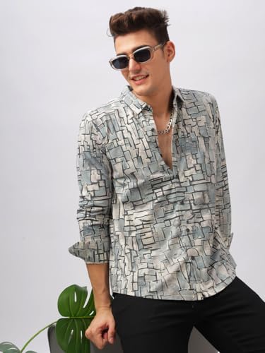 Image of BULLMER Trendy Regular Fit Striped Causal Full Sleeve Shirt for Men.
