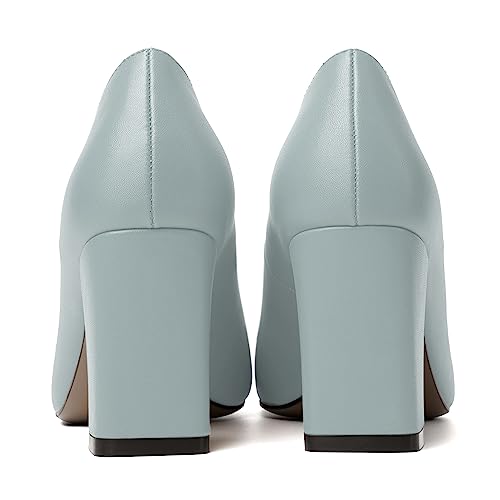 Image of MODENCOCO Womens Sexy Formal Matte Slip On Square Toe Work Block High Heel Loafers Shoes 3.5 Inch