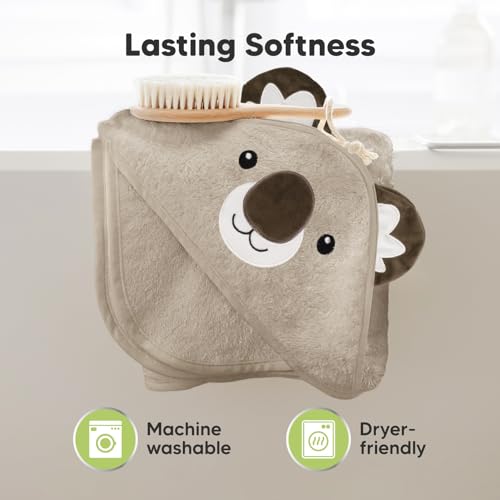 Image of KeaBabies Hooded Baby Towel for Newborn, Baby Bath Towels (Koala, 35x35) | Viscose Derived from Bamboo, Large Baby Towels with Hood, Boys, Girls, Toddler, Soft Absorbent Baby Bath Essentials