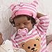 Jirachi Realistic Reborn Baby Dolls, Silicone Soft Body Real Life Baby Girl, Black Lifelike Reborn Babies with Feeding Kit & Gift Box for Kids Age 3+