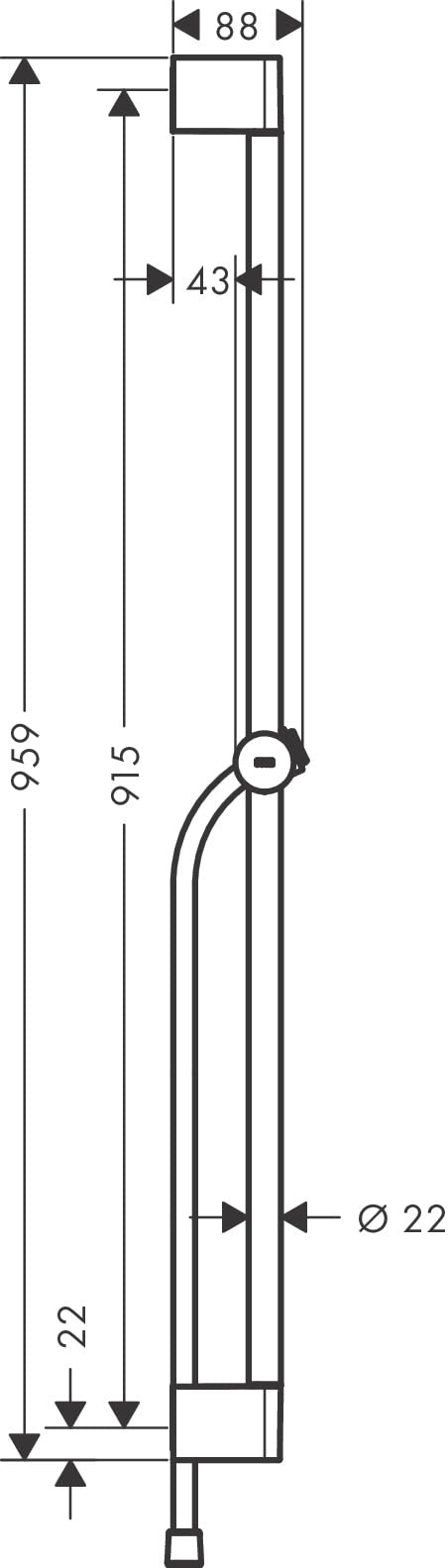 hansgrohe Unica Pulsify S, barra de ducha, barra 65cm con flexo de ducha Isiflex 160cm y soporte de ducha, negro mate