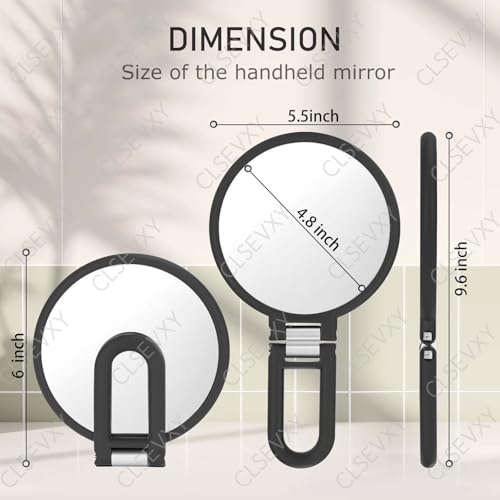 Image of CLSEVXY Magnifying Handheld Mirror Double Sided, 1X 15X Magnification Hand Mirrors, Travel Folding Hand Held Mirror, 360Rotation Pedestal Makeup Vanity Mirror