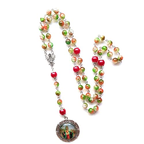 JSFGFSDH Collar católico religioso antiguo con cuentas de oración, collar de rosario, cruz católica, religiosa, oración, coronilla, cadena católica, collar católico Cover