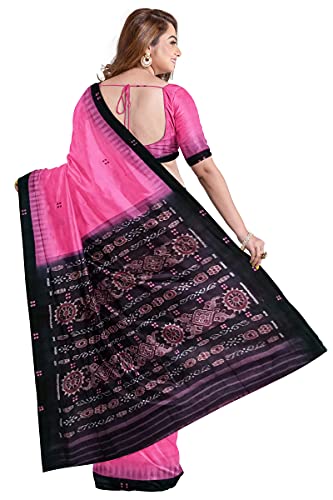 Image of Odisha Sambalpuri Handloom Ikat Women's Cotton Saree, Odisha Handloom Handmade Pure Cotton Khandua Saree, Ikkat Orissa Traditional Handloom Saree Without Blouse
