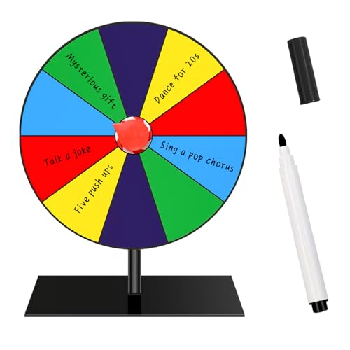 CTYUEYUN Ruleta de la Suerte Ruleta Giratoria 8 Pulgadas con Bolígrafo, 10 Ranuras Giratorias, Rueda de Premios Multicolor, Rueda de la Fortuna para Festivales, Juegos de Carnaval