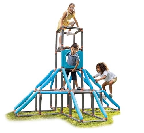 BIG Kraxxl The Giant Kletterturm - großes Klettergerüst Outdoor für Kinder von 3-7 Jahre (bis max. 100 kg) - Kletterpyramide auf 4 Etagen mit Basketball-Ring, 185 x 230 x 185 cm