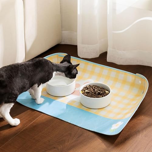 Futternapf- Unterlage für Katzen | wasserdichte rutschfeste Bodenmatte mit erhöhtem Rand | Futtermatte für Katzen 40 x 60 cm | geeignet für Innenboden, Käfig, Teppich, Wassernapf und Futter-3