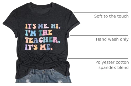 Image of Teacher Shirts Women Teach Print Graphic Tees Kindergarten Elementary Teaching Life Shirts Back to School Tees Tops