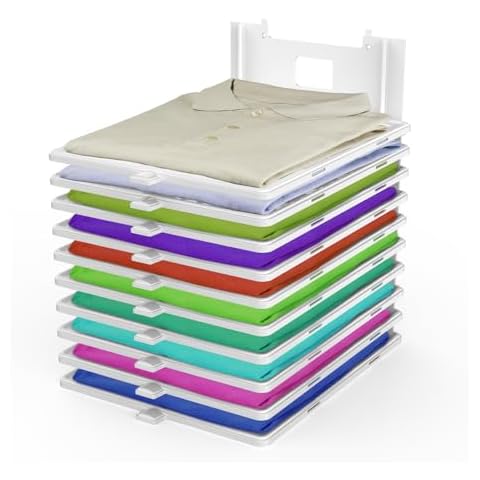 BoxLegend Tshirt Organizer 10 Pieces Closet Organizer Ease of Stacking Stackable Closet Organizer Sturdiness Suitable for Pants Shorts Pajamas Long-Sleeved Shirts T-Shirts and Towels Cover