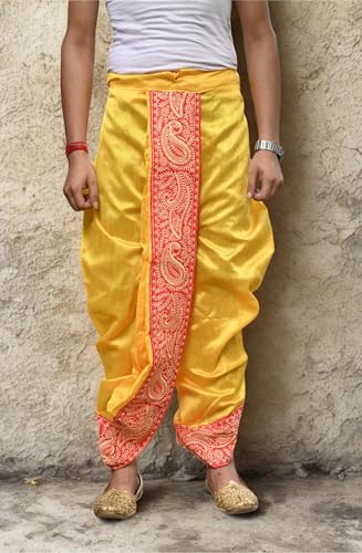Image of Men's Ready to Wear Pant System MARWADI Embroidered Dhoti for Marriage, Party, Pooja, Festival etc. (GC009)